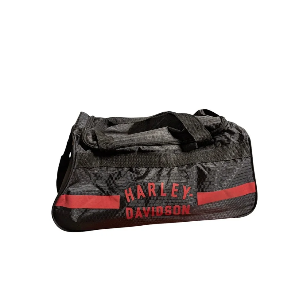 Harley Davidson Duffel Bag Black Red Honeycomb Ripstop Travel Gym Weekend Bag